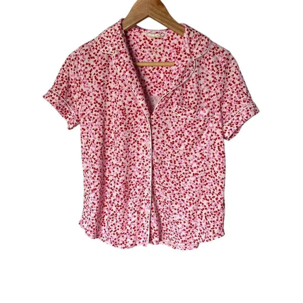 Kate Spade Women's M Pink Heart Confetti Heart Short Sleeve Pajama Set
